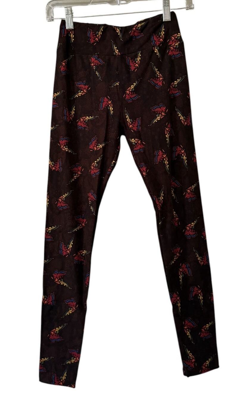 LulaRoe Women Sz OS Leggings Stretch Butterfly Nature Teacher Artsy Outdoor City